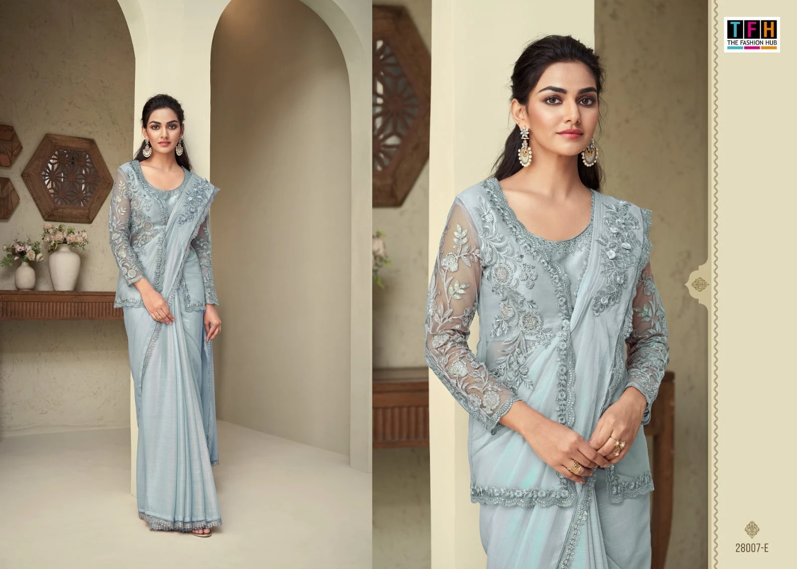 Tfh 28007 Colours Georgette Wholesale Designer Sarees Catalog — Wholesale Sarees, MPA wholesale from Surat — view 3